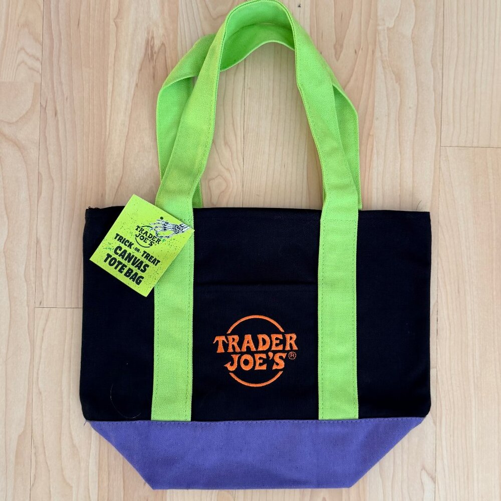Trader Joe's Mini Tote Halloween mini Tote Bag MULTI. NWT!! Black and Green